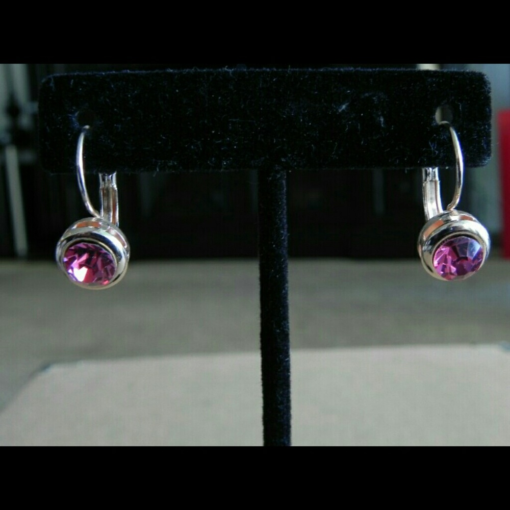 Rose CZ Small Round Leverback Earrings